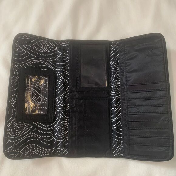 Vera Bradley Black and Pink Magnetic Trifold Retired Color Print Northern Lights - Picture 2 of 3